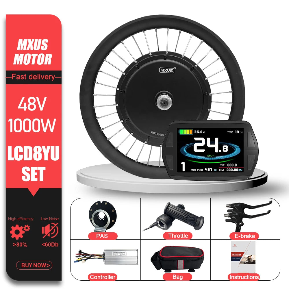 MXUS Electric Bike Conversion Kit 48V 1000W 2000W 72V 3000W MTX Rim Rear Brushless Hub Motor Wheel Drive Engine 26-29 Inch 700C