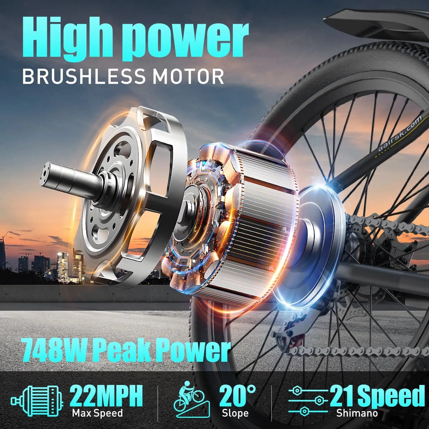 GT900 Electric Bike for Adults 24", Electric Mountain Bike Equipped with 400W(748W Peak) Motor, 25MPH Max Speed, 36V 13Ah Removable Battery, Shimano 7 Speed & Front Suspension for Off-Road Mountain Riding