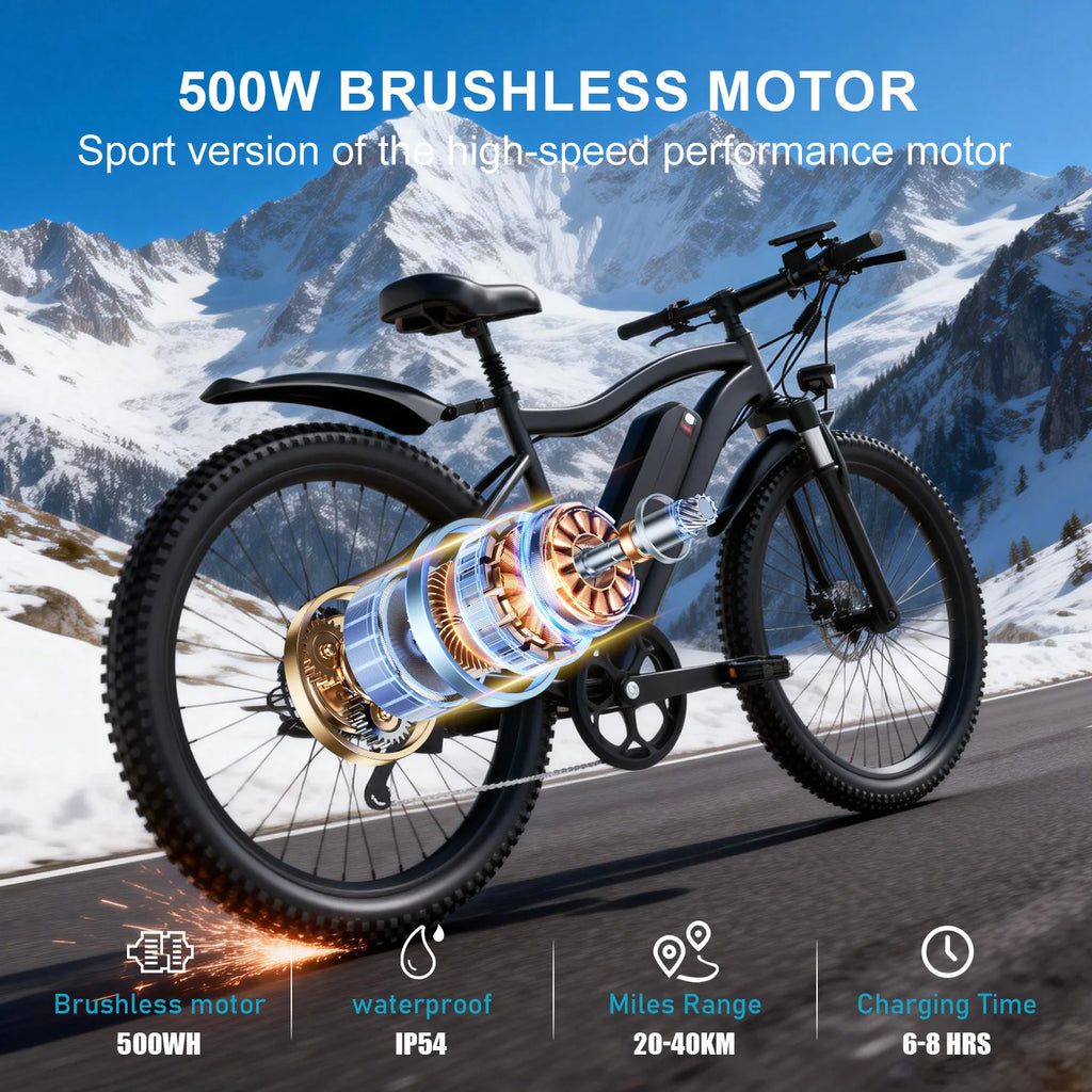 Toofly Electric Bicycle for Adult 26" Mountain ebike with 48V 13Ah Removable Battery 500W Motor