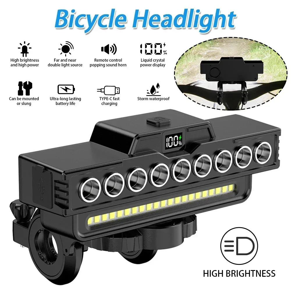 Bright 6 LED Bicycle Headlight Rechargeable Front Light Road Bike Handlebar Flashlight Outdoor Night Riding Cycling Safety Lamp
