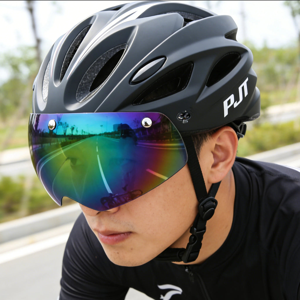 PJT Bicycle Helmet 4 In 1 With Magnetic Attraction Goggle Len /Sun Visor Safety Helmet Adult Bike Helmet Road MTB Cycling Helmet