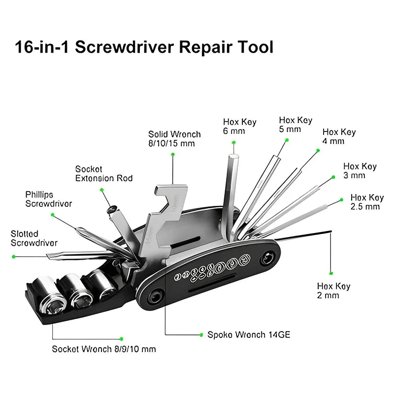 Portable Bicycle Repair Tools Kit Bike Repair Tools Kit Pump Tire Patch Multi-functional Wrench Bike Tool Set Accessories