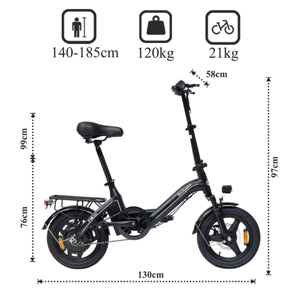 Bodywel T16Pro 14' Folding Electric Bike 36V 10.4Ah Battery UL Certified Commuter Ebike for Adults Mini Electric Bicycle