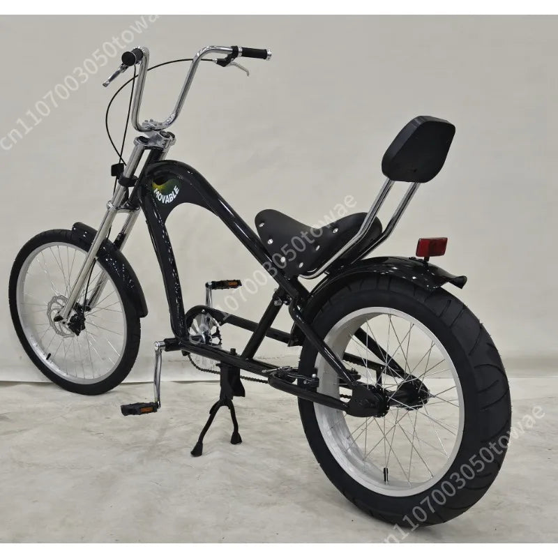 20-24 Inch Chopper Fat Tire Cruiser Bike, Retro Chopper Bicycle with Extended Front Fork, Beach Cruiser Bike for Leisure Riding