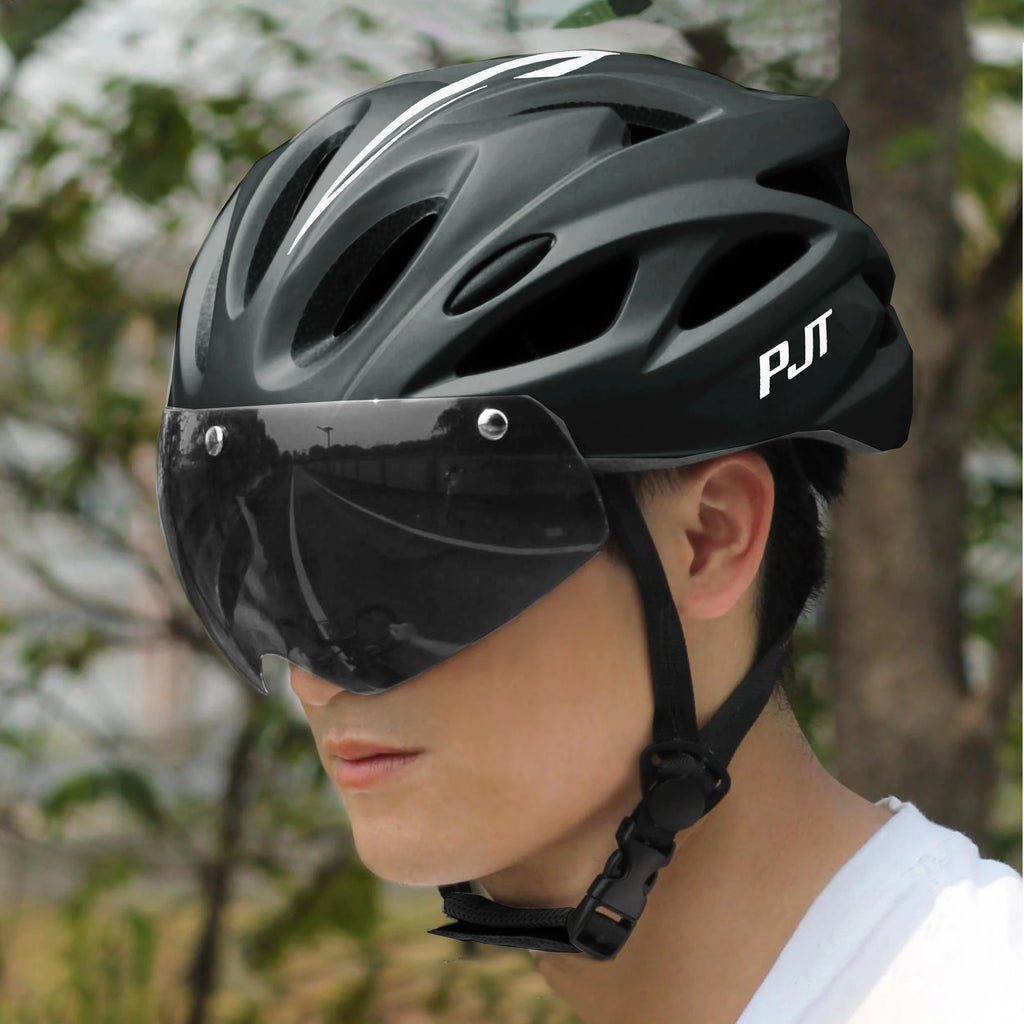 PJT Bicycle Helmet 4 In 1 With Magnetic Attraction Goggle Len /Sun Visor Safety Helmet Adult Bike Helmet Road MTB Cycling Helmet
