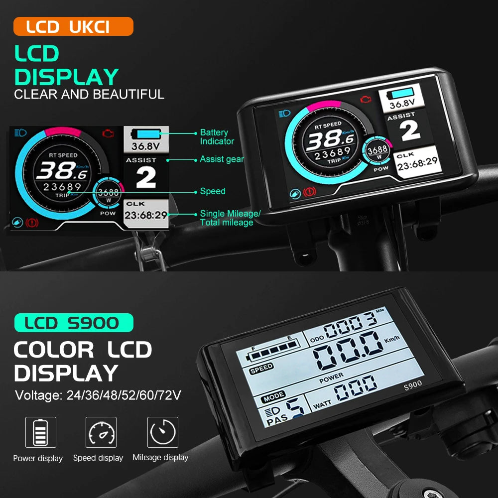 60V 3000W E-Bike Conversion Kit – 26-29" 700C Rear Brushless Hub Motor Wheel with UKC1 Display