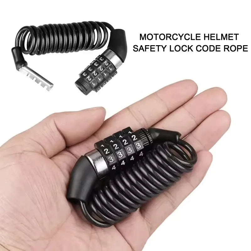 Durable Helmet Lock Mini 4 - Digit Password Lock Steel Cable Secure Bike Helmet Portable Anti - Theft Motorcycle Accessories