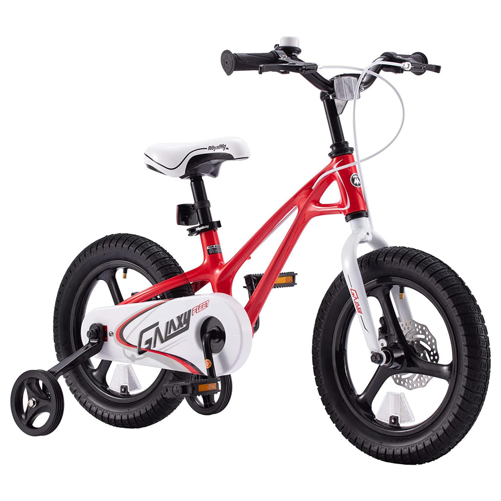 RoyalBaby RoyalMg Galaxy Fleet 14" Children Kids Bicycle w/2 Disc Brakes and Training Wheels for Boys and Girls Ages 3 to 5 Red