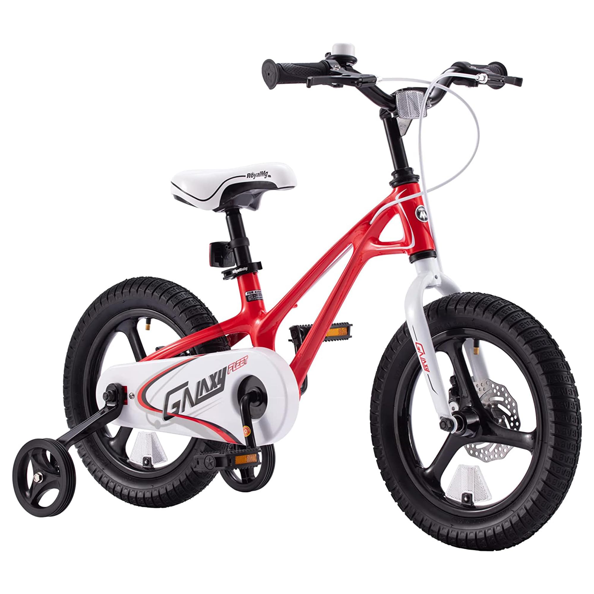RoyalBaby RoyalMg Galaxy Fleet 14" Children Kids Bicycle w/2 Disc Brakes and Training Wheels for Boys and Girls Ages 3 to 5 Red