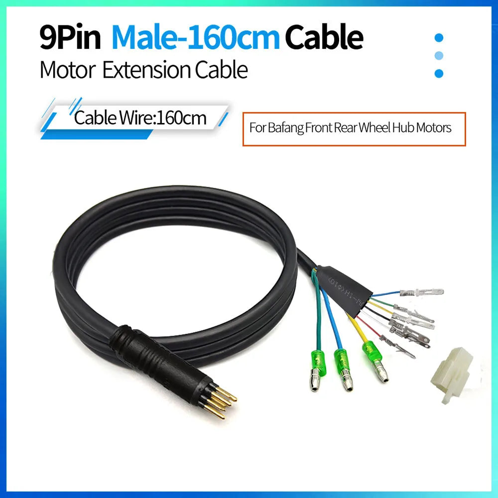 Julet Electric Bicycle Wheel Hub Motor Cable Extension Line 9-Pin Conversion Line Waterproof Connector Ebike Parts Cable