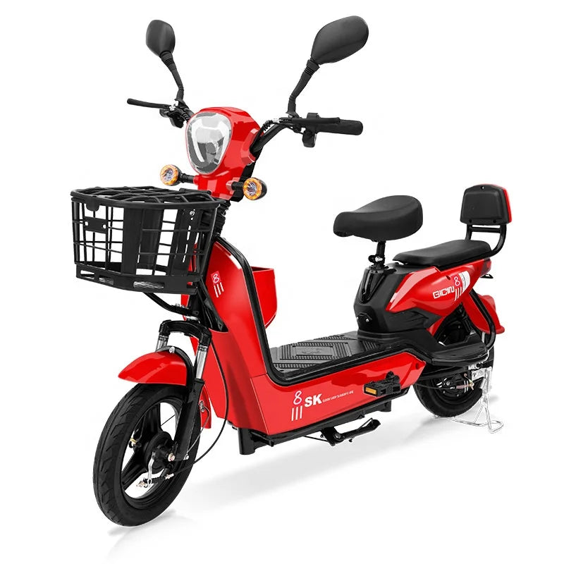 YTYIN 350W Electric City Bike Steel Frame Smart Electronic 48V Ebike Factory Outlet Two Seats Scooter 14-Inch Cheap Electric Bic