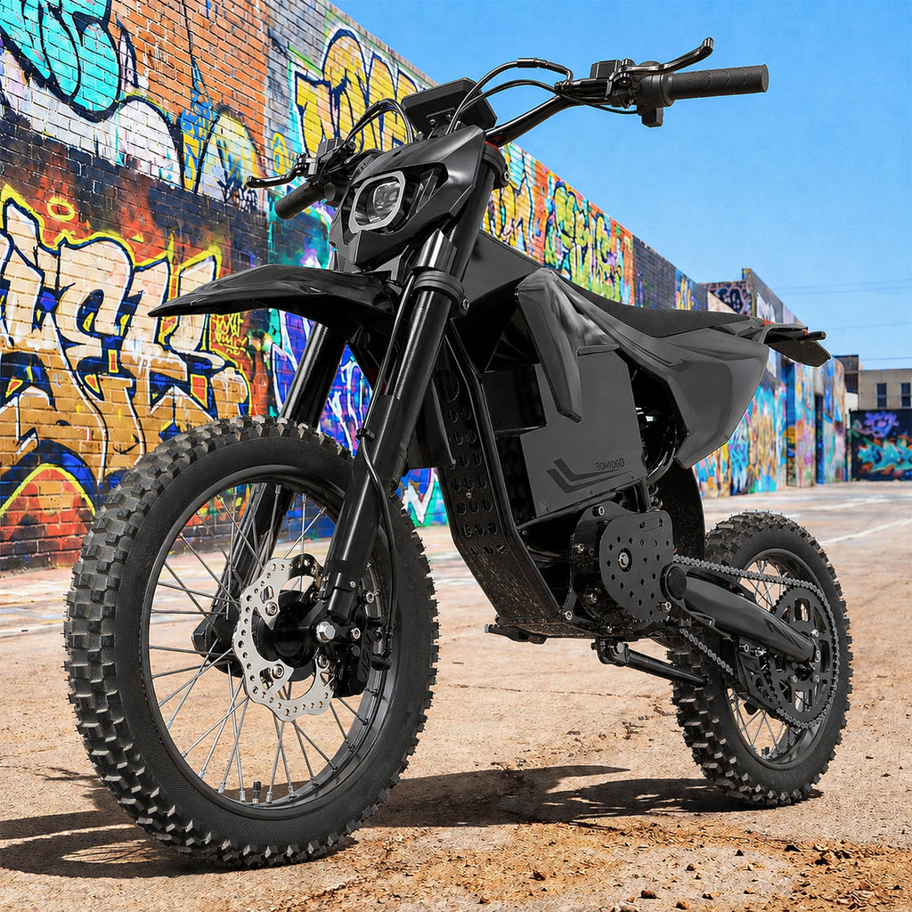 QRONGE X1 Spark L Electric Dirt Bike, 4500W Peak Electric Bicycle, 60V 28.8Ah Up to 50MPH & 60 Miles Electric Motorcycle, Full Suspension 17"/14" Off-Road Tire E-Dirt Bike for Adults Teens 1-Year Warranty