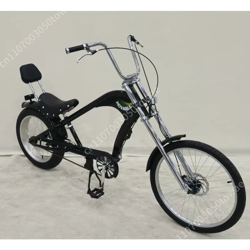20-24 Inch Chopper Fat Tire Cruiser Bike, Retro Chopper Bicycle with Extended Front Fork, Beach Cruiser Bike for Leisure Riding