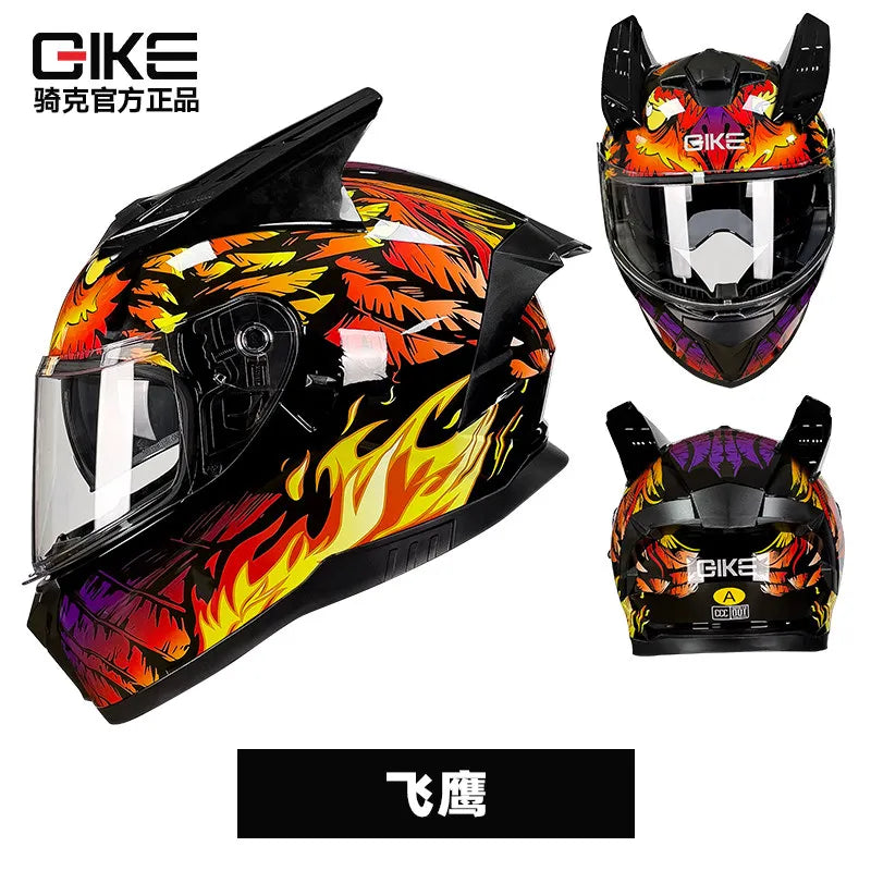 Qike Full-Face Motorcycle & E-Bike Helmet for Men and Women with Built-in Bluetooth, All-Season Use, 3C Certified Safety Helmet