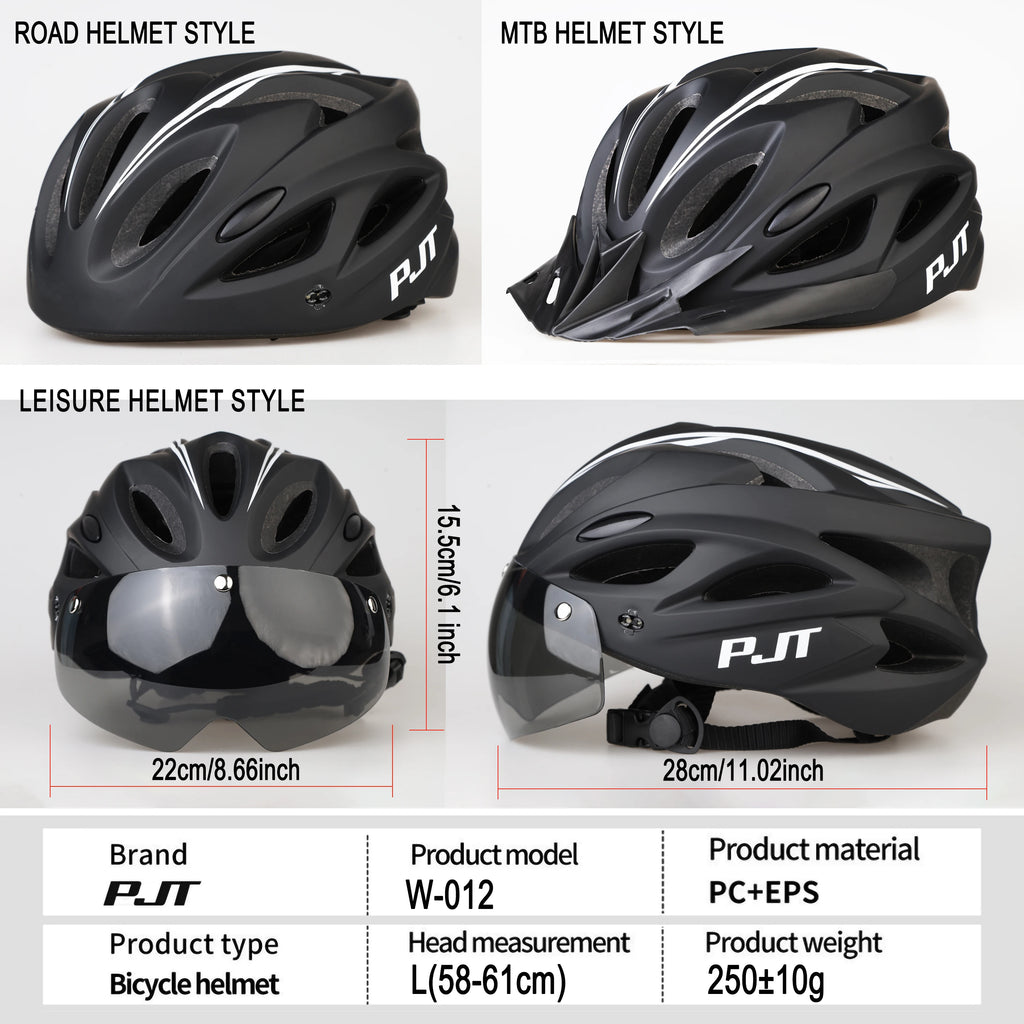 PJT Bicycle Helmet 4 In 1 With Magnetic Attraction Goggle Len /Sun Visor Safety Helmet Adult Bike Helmet Road MTB Cycling Helmet