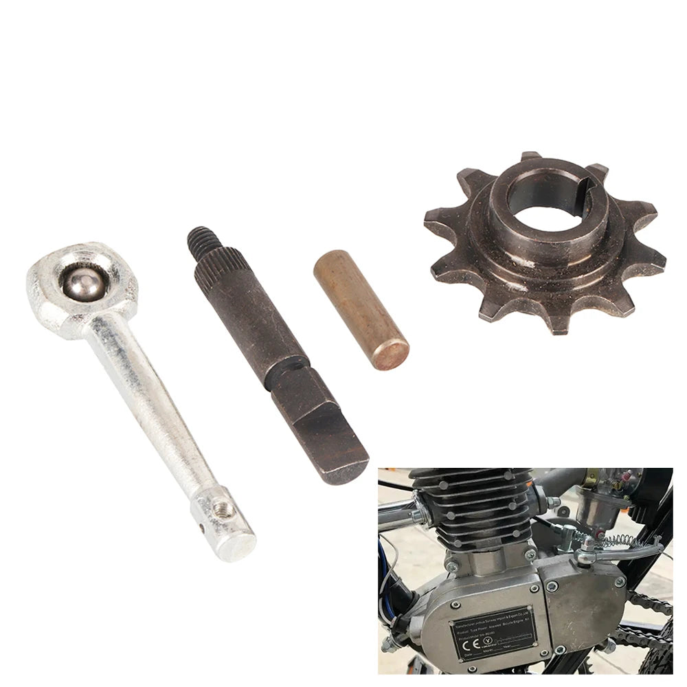 Clutch Arm Lever Pin Rod Rod Ball 10 Tooth Drive Sprocket Kit For 48cc 50cc 66cc 80cc 2-Stroke Engine Motorized Bicycle Parts
