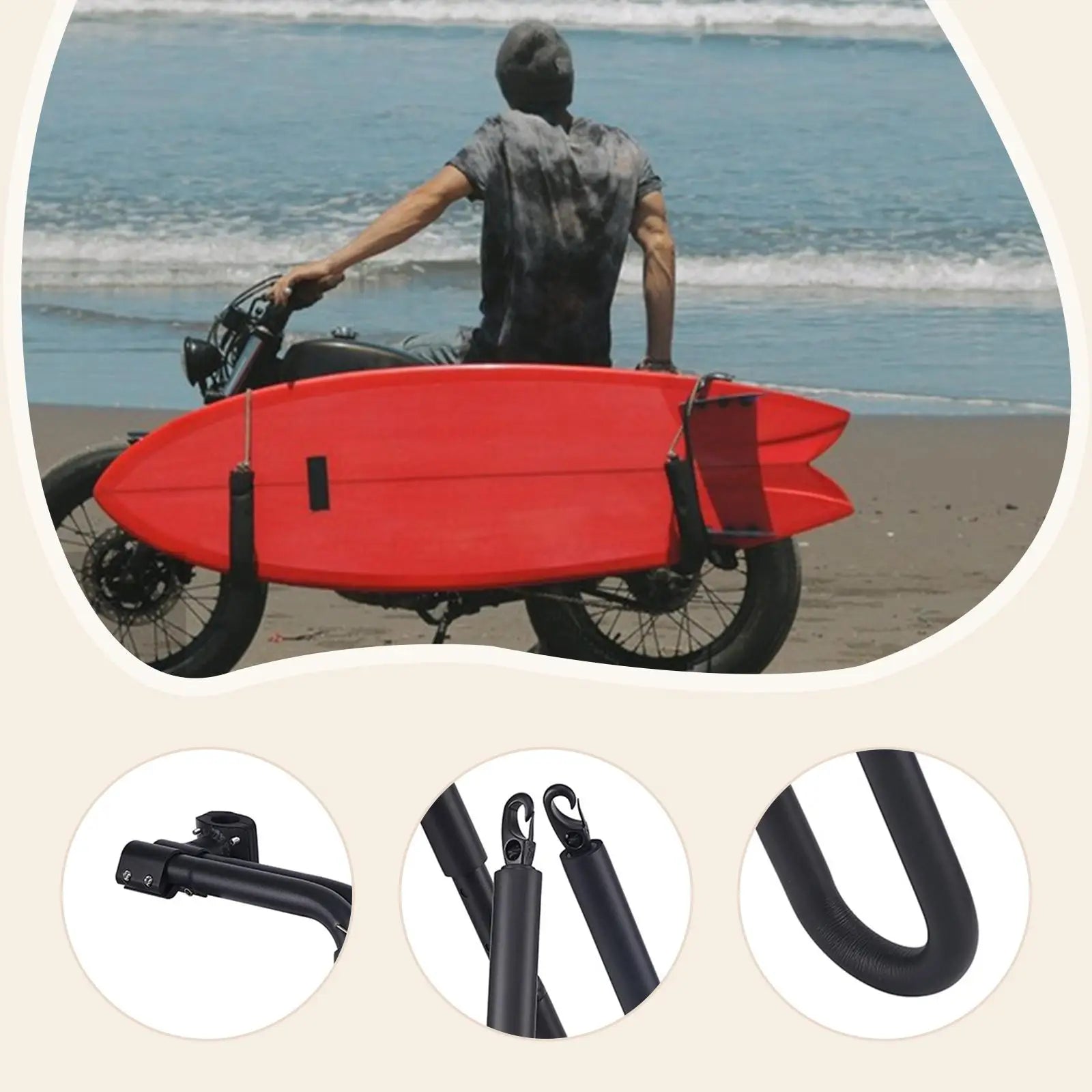 Bike Surfboard Rack Simple Installation Foam Padded Holder Outdoor Cycling Accessory for Road Mountain